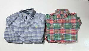 2 Polo Ralph Lauren Men's Custom Fit Plaid Long Sleeve Button Down Shirts